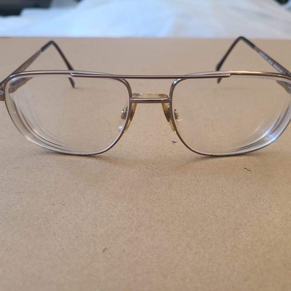 Luxottica Classic Gold Frame Glasses Hector Brownstone 140 Made In Italy